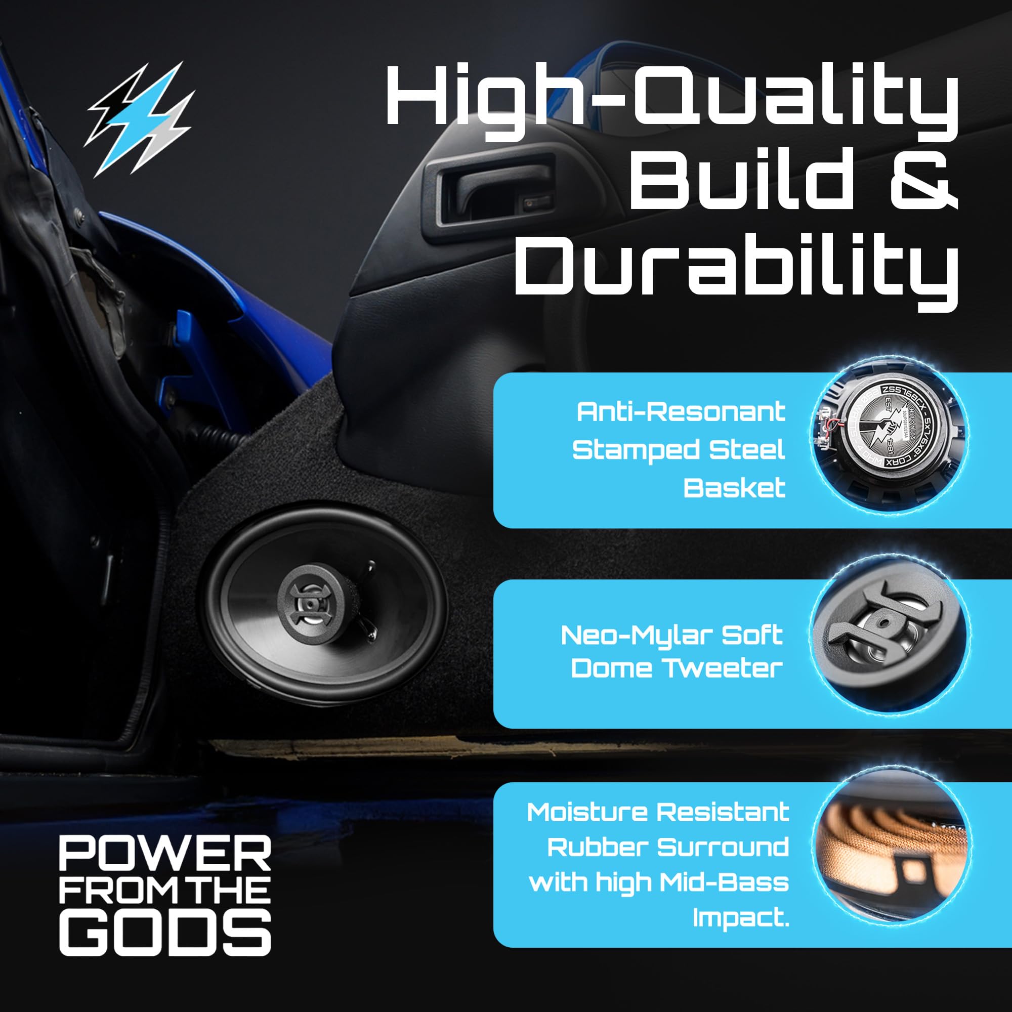 Hifonics Alto-falante coaxial ZS5768CX Zeus 5 X 7-6 X 8, preto